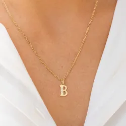 letter b zirkoon hanger in 9 karaat goud - My Letter