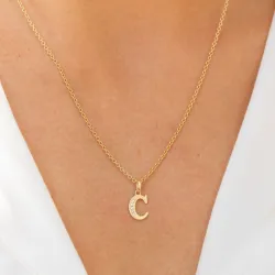 letter c zirkoon hanger in 9 karaat goud - My Letter