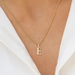 letter e zirkoon hanger in 9 karaat goud - My Letter