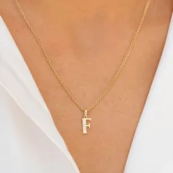 letter f zirkoon hanger in 9 karaat goud - My Letter