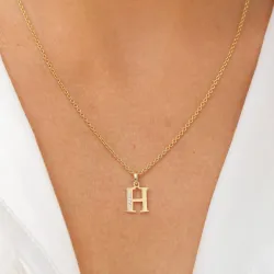 letter h zirkoon hanger in 9 karaat goud - My Letter