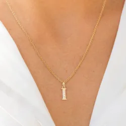 letter i zirkoon hanger in 9 karaat goud - My Letter