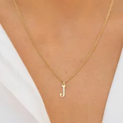 letter j zirkoon hanger in 9 karaat goud - My Letter