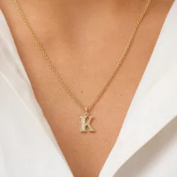 letter k zirkoon hanger in 9 karaat goud - My Letter