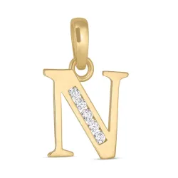 letter n zirkoon hanger in 9 karaat goud - My Letter