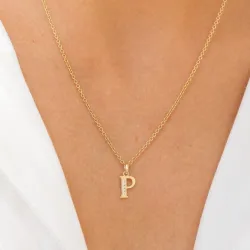 letter p zirkoon hanger in 9 karaat goud - My Letter