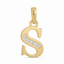 letter s zirkoon hanger in 9 karaat goud - My Letter