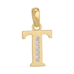 letter t zirkoon hanger in 9 karaat goud - My Letter