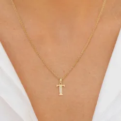 letter t zirkoon hanger in 9 karaat goud - My Letter