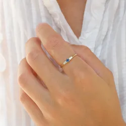 smal blauwe zirkoon ring in 9 karaat goud - Gold Collection
