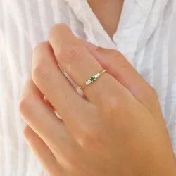 smal groen zirkoon ring in 9 karaat goud - Gold Collection
