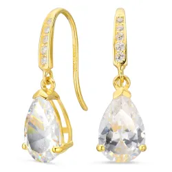 druppelvormige oorbellen in 9 karaat goud met zirkoon - Gold Collection