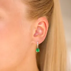 druppelvormige oorbellen in 9 karaat goud met smaragd en zirkoon - Gold Collection