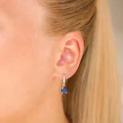 druppelvormige oorbellen in 9 karaat goud met saffier en zirkoon - Gold Collection