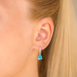 druppelvormige oorbellen in 9 karaat goud met topaas en zirkoon - Gold Collection