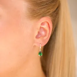 druppelvormige oorbellen in 9 karaat goud met smaragd en zirkoon - Gold Collection