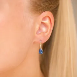druppelvormige oorbellen in 9 karaat goud met saffier en zirkoon - Gold Collection