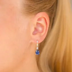 druppelvormige oorbellen in 9 karaat goud met saffier en zirkoon - Gold Collection