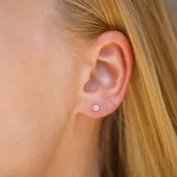 1/2 paar 3 mm oorbellen in 9 karaat goud met zirkoon - Gold Collection