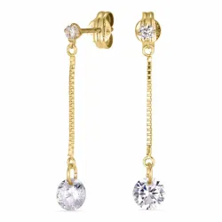 lange ketting oorbellen in 8 karaat goud met zirkoon - Gold Collection