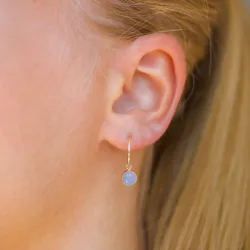 12,5 mm blauwe creool in 9 karaat goud met synthetische calcedon - Gold Collection