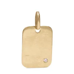 vierkant hanger in 9 caraat goud 0,005 ct