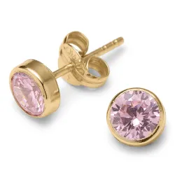 schattige rond oorsteker in 9 karaat goud met zirkoon - Gold Collection
