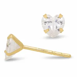 5 mm hart oorbellen in 9 karaat goud met zirkoon - Gold Collection