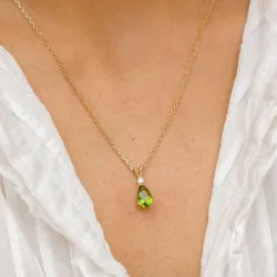druppel groen hanger in 9 karaat goud - Gold Collection