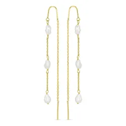 lange parel ketting oorbellen in 9 karaat goud - Gold Collection