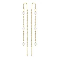 lange parel ketting oorbellen in 9 karaat goud - Gold Collection