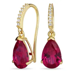 rode oorbellen in 9 karaat goud met syntetische robijn en zirkoon - Gold Collection