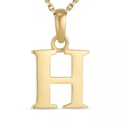 letter h ketting in verguld sterlingzilver met hanger in 9 karaat goud - My Letter