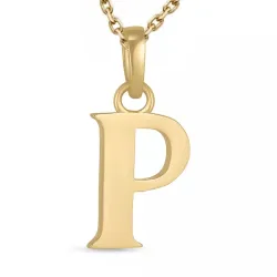 letter p ketting in verguld sterlingzilver met hanger in 9 karaat goud - My Letter