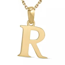 letter r ketting in verguld sterlingzilver met hanger in 9 karaat goud - My Letter