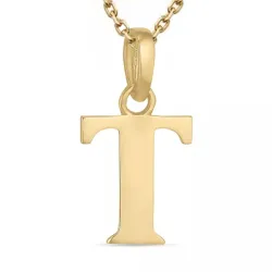 letter t ketting in verguld sterlingzilver met hanger in 9 karaat goud - My Letter