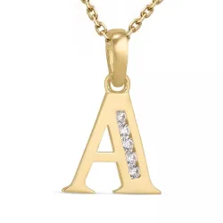 letter a zirkoon ketting in verguld sterlingzilver met hanger in 9 karaat goud - My Letter