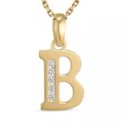letter b zirkoon ketting in verguld sterlingzilver met hanger in 9 karaat goud - My Letter