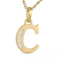 letter c zirkoon ketting in verguld sterlingzilver met hanger in 9 karaat goud - My Letter