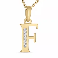 letter f zirkoon ketting in verguld sterlingzilver met hanger in 9 karaat goud - My Letter