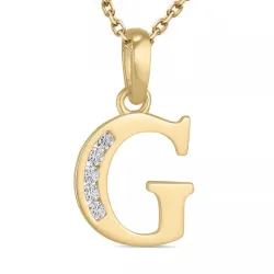 letter g zirkoon ketting in verguld sterlingzilver met hanger in 9 karaat goud - My Letter