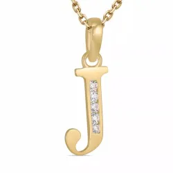 letter j zirkoon ketting in verguld sterlingzilver met hanger in 9 karaat goud - My Letter
