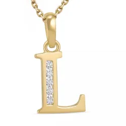 letter l zirkoon ketting in verguld sterlingzilver met hanger in 9 karaat goud - My Letter