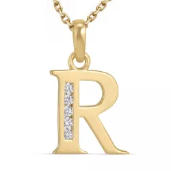 letter r zirkoon ketting in verguld sterlingzilver met hanger in 9 karaat goud - My Letter