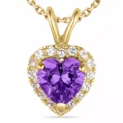 hart synthetisch amethist ketting in verguld sterlingzilver met hanger in 9 karaat goud - Gold Collection