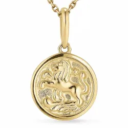 sterrenbeeld leeuw ketting in verguld sterlingzilver met hanger in 9 karaat goud - Gold Collection