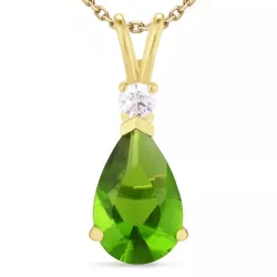 druppel groen zirkoon ketting in verguld sterlingzilver met hanger in 9 karaat goud - Gold Collection