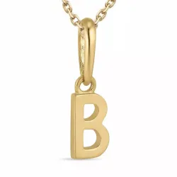letter b ketting in verguld sterlingzilver met hanger in 9 karaat goud - My Letter