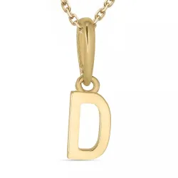 letter d ketting in verguld sterlingzilver met hanger in 9 karaat goud - My Letter