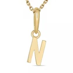 letter n ketting in verguld sterlingzilver met hanger in 9 karaat goud - My Letter